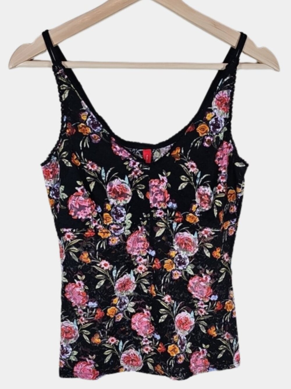 Ruby Ribbon Heritage Lace Floral Shaping Cami Tank Black Sz 38